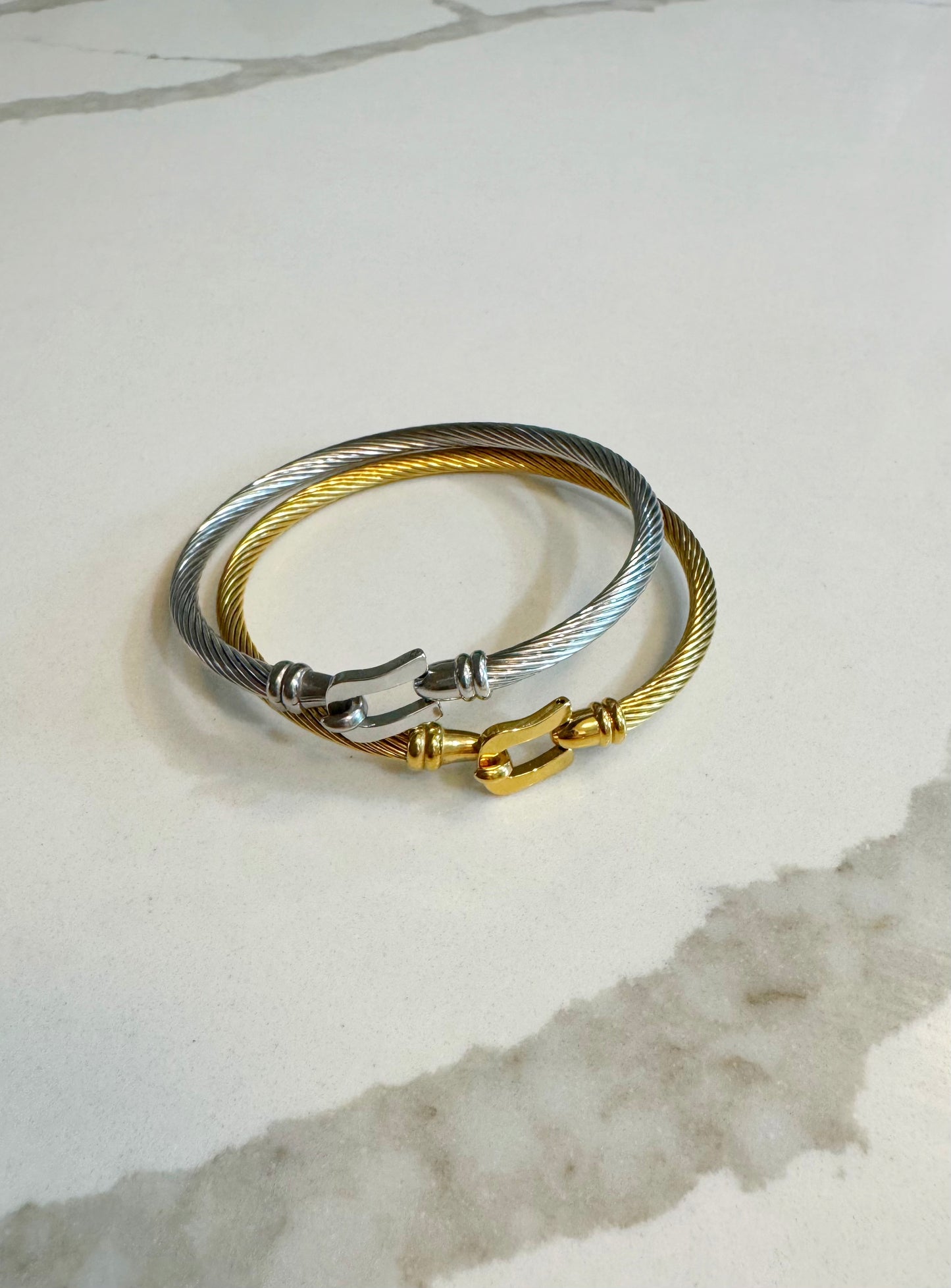 Amy Buckle Bangle-Silver
