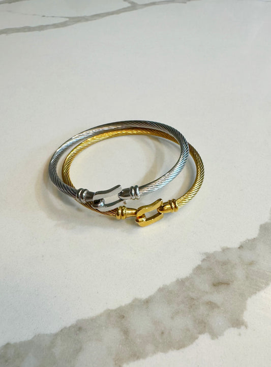 Amy Buckle Bangle-Silver